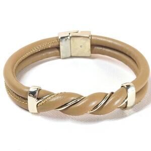 Tan Twist Gold Tone Magnetic Bracelet